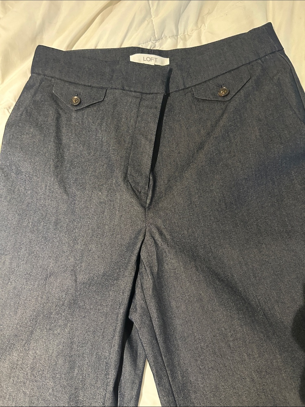 LOFT Navy Chambray Trouser Pants